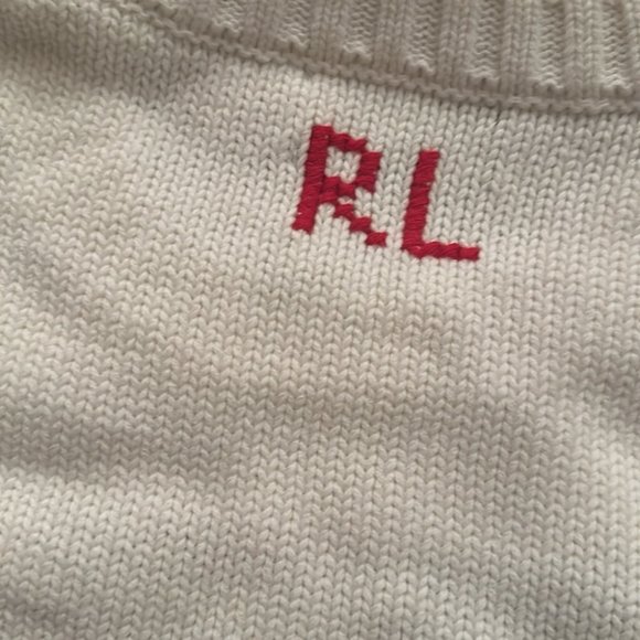NEW Polo Ralph Lauren American Flag Beach Sweater in White Ivory | size M - Picture 9 of 10